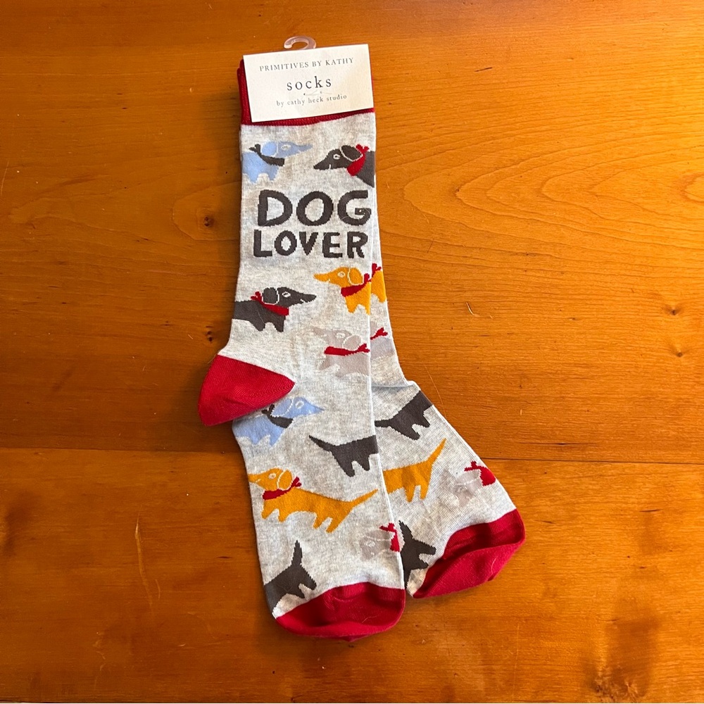 Dog Lover Primitive Gray Socks